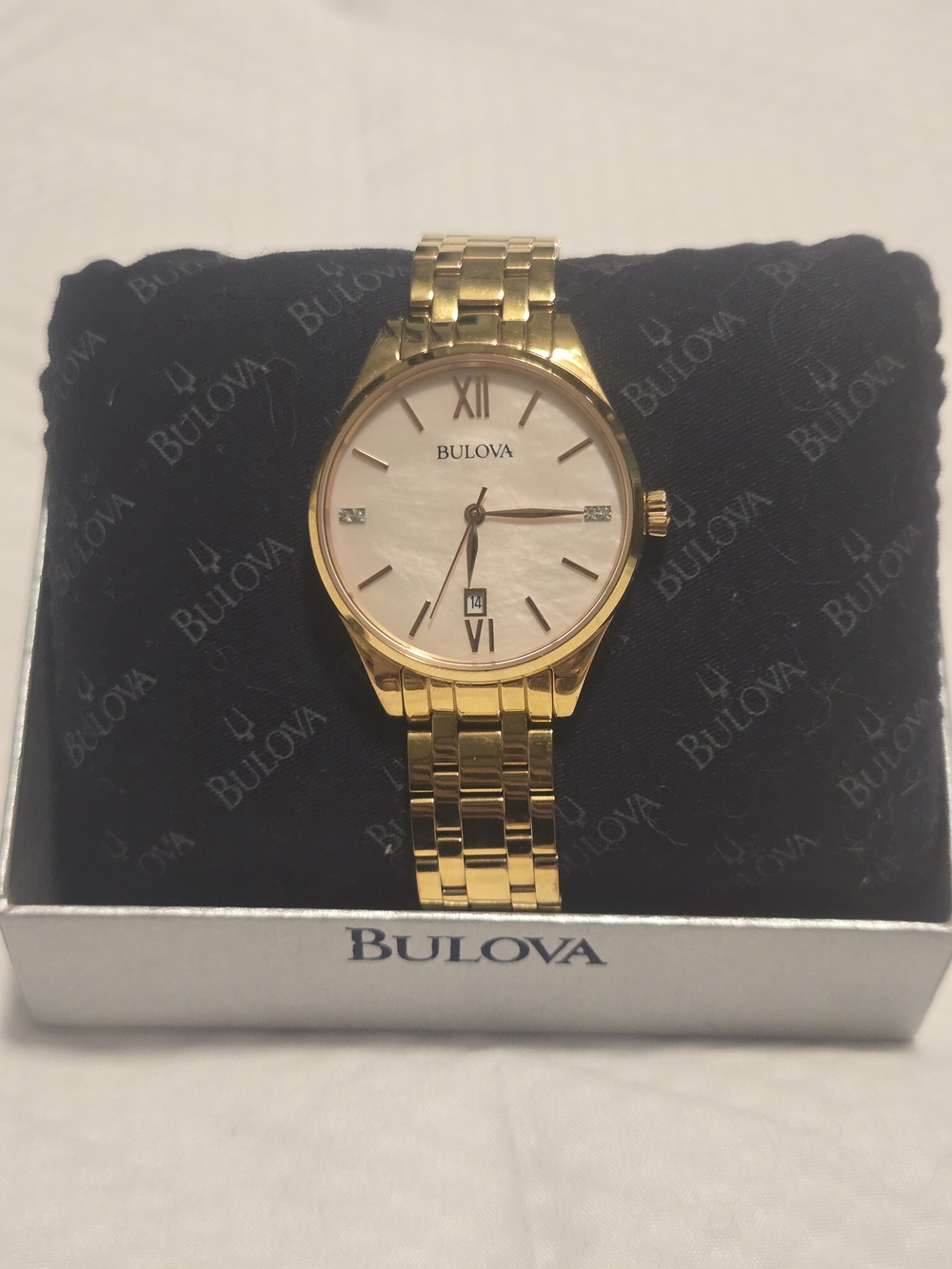 Bulova 97P113 Rose Gold Diamond Accent Quartz Women's Wristwatch w/ Original Box